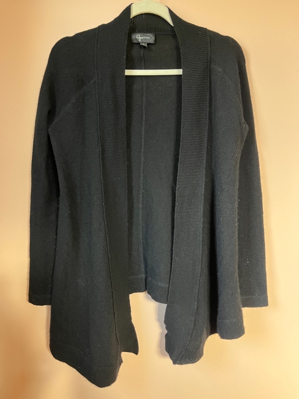 AQUA 100% Cashmere Waterfall Open Cardigan Black S